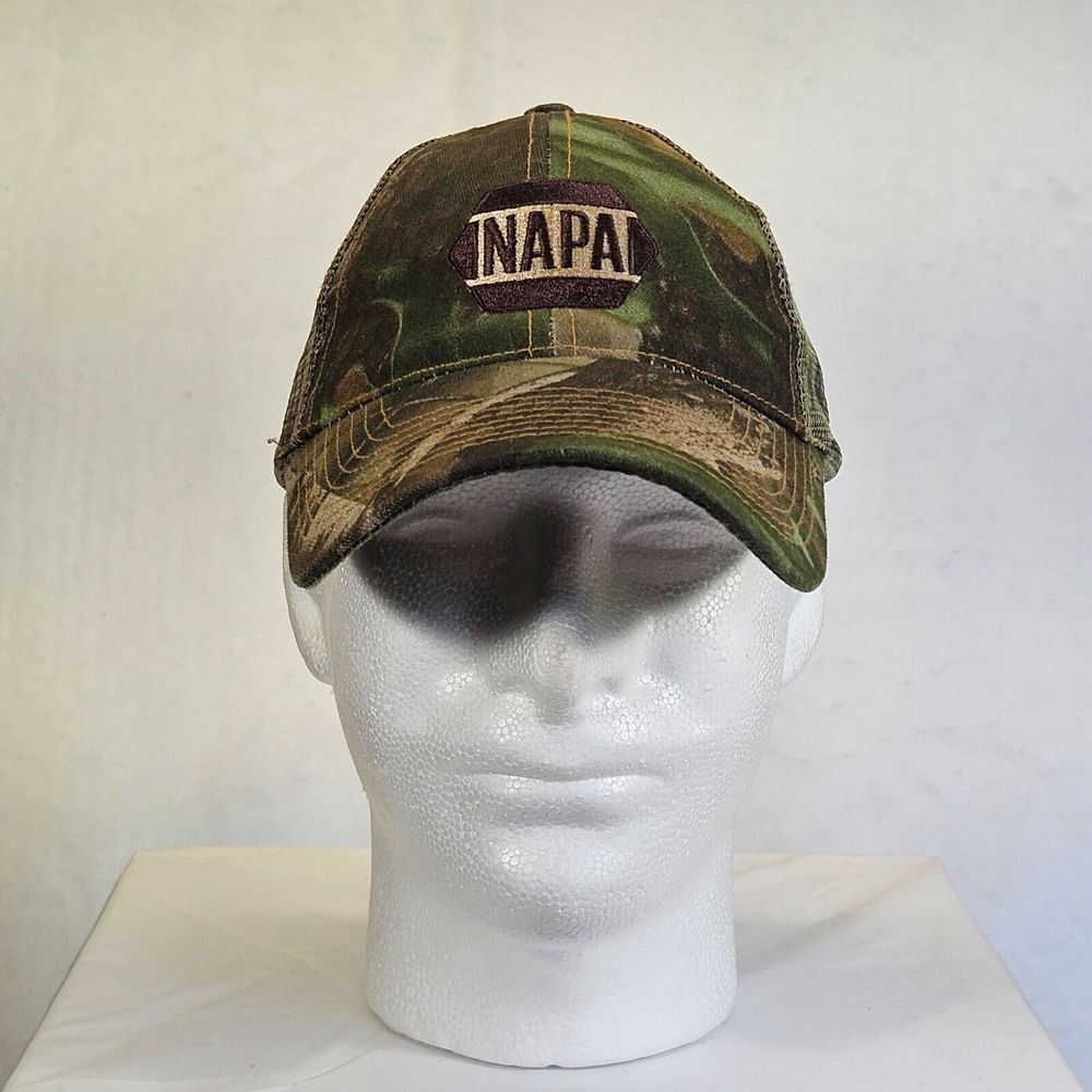 Vintage NAPA Auto Parts Realtree‎ Hunt Camo Camouflage Hat Cap Snapback Outdoor